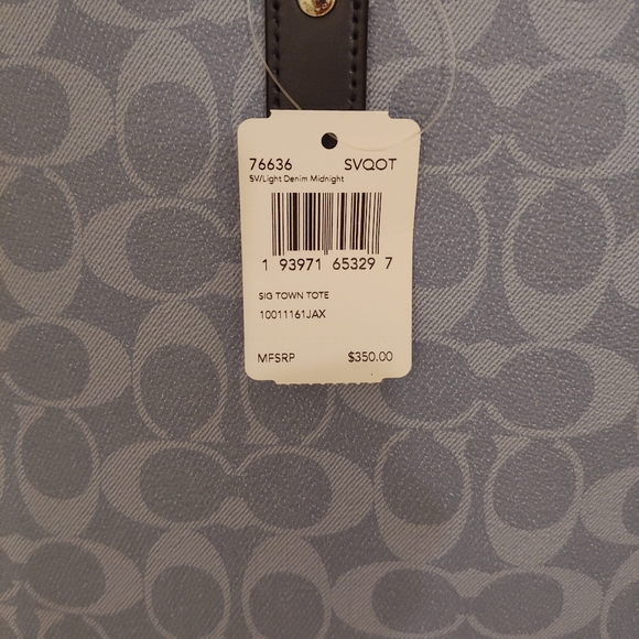 Coach Town Tote Signature Canvas Denim Midnight - Picture 6 of 7